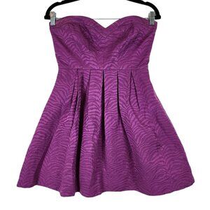 Rebecca Taylor Strapless Silk Blend Zebra Print Dress Mini Dress w/ Pockets Prom